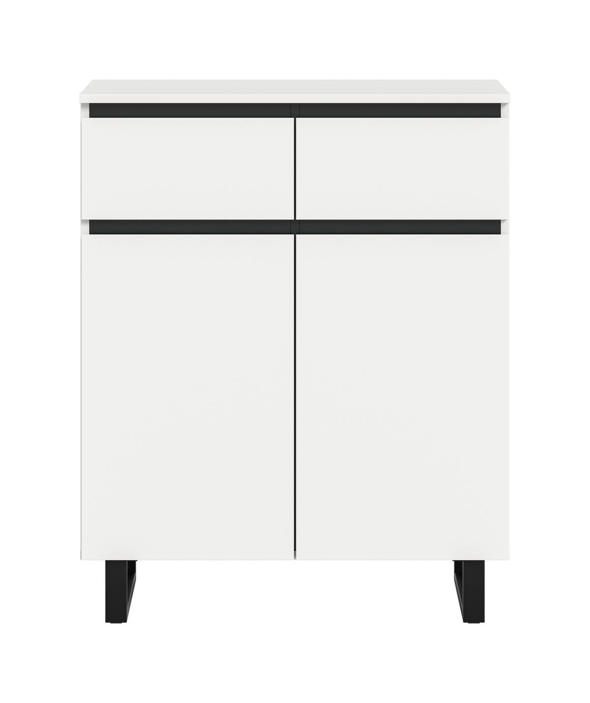 Kommode Tomasa Weiß  B: 80 Cm - Schwarz/Weiß, Design, Holzwerkstoff (80/99/36cm) - Livetastic