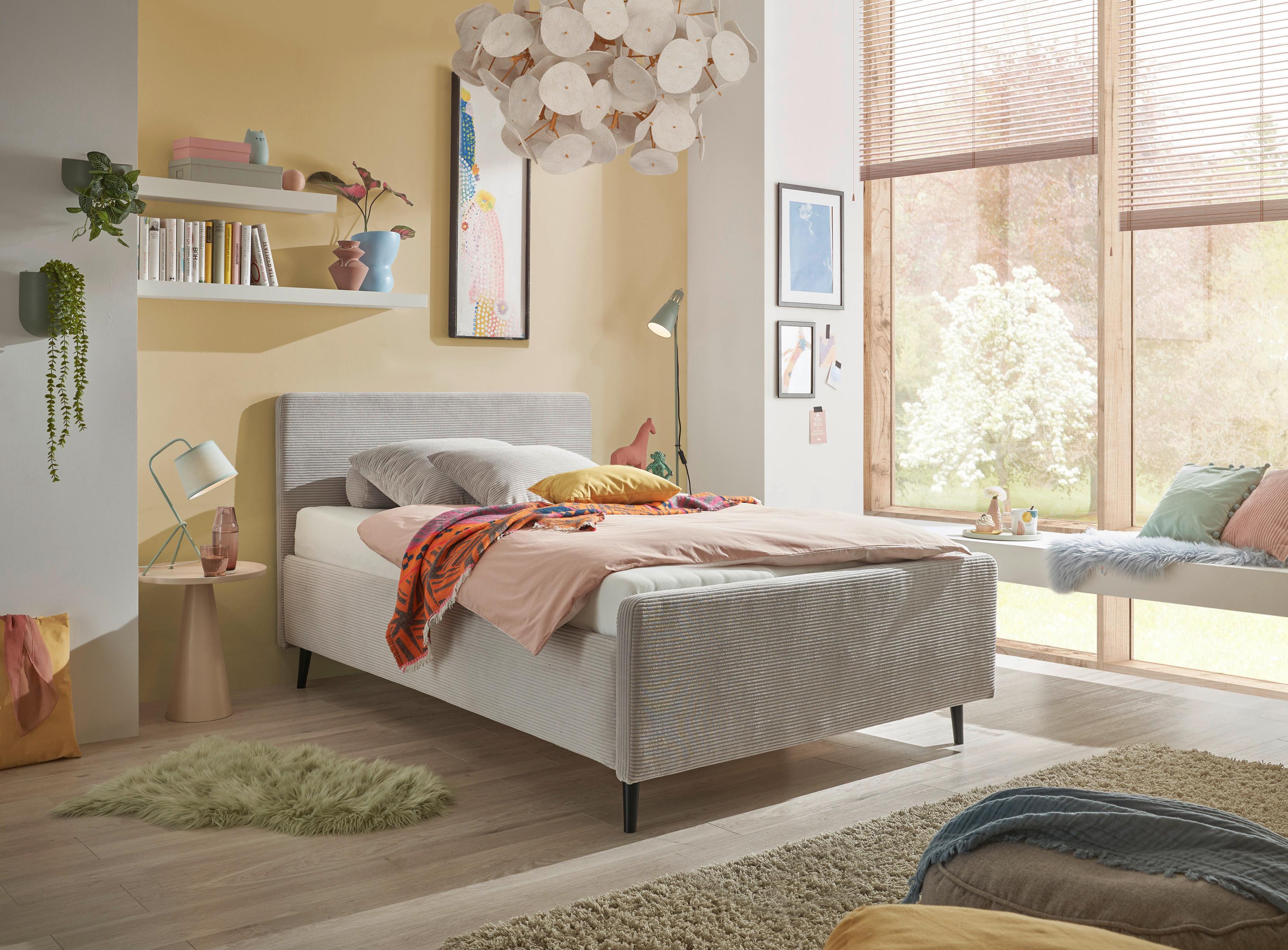 Polsterbett Peach - Hellgrau/Schwarz, MODERN, Holzwerkstoff/Textil (120/200cm) - MID.YOU
