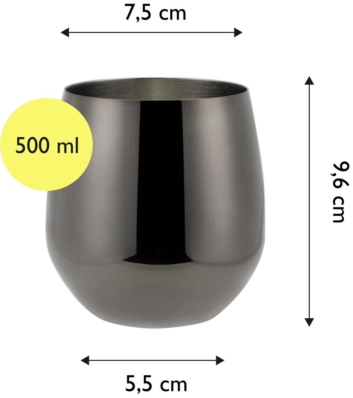 Wasserglas 6er-Set Je ca. 500 ml - Schwarz, Trend, Metall (9,9cm) - Echtwerk