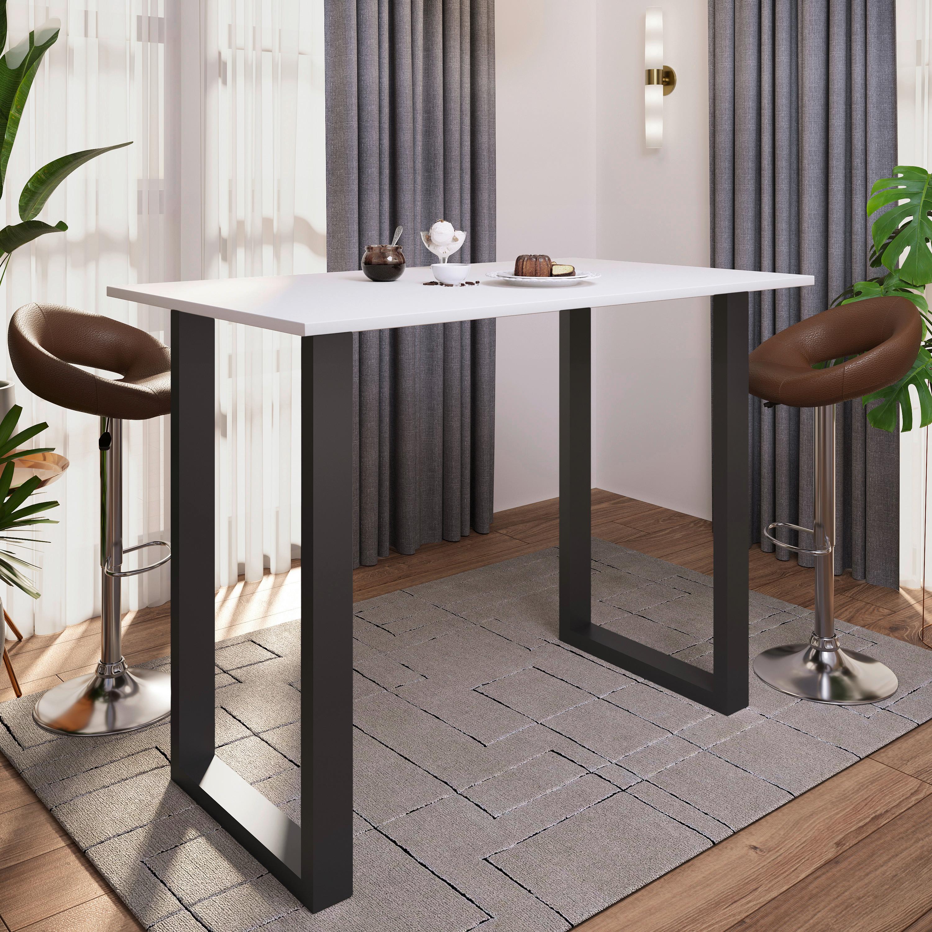 Bartisch Xona B 140x80 - Anthrazit/Schwarz, KONVENTIONELL, Holzwerkstoff/Metall (140/80/102cm)