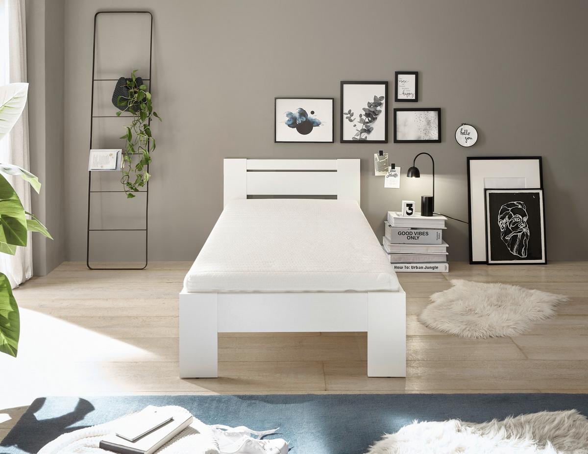 Bett Cannes 90 Weiß 90x200 - Weiß, KONVENTIONELL, Holzwerkstoff (90/200cm) - Ondega