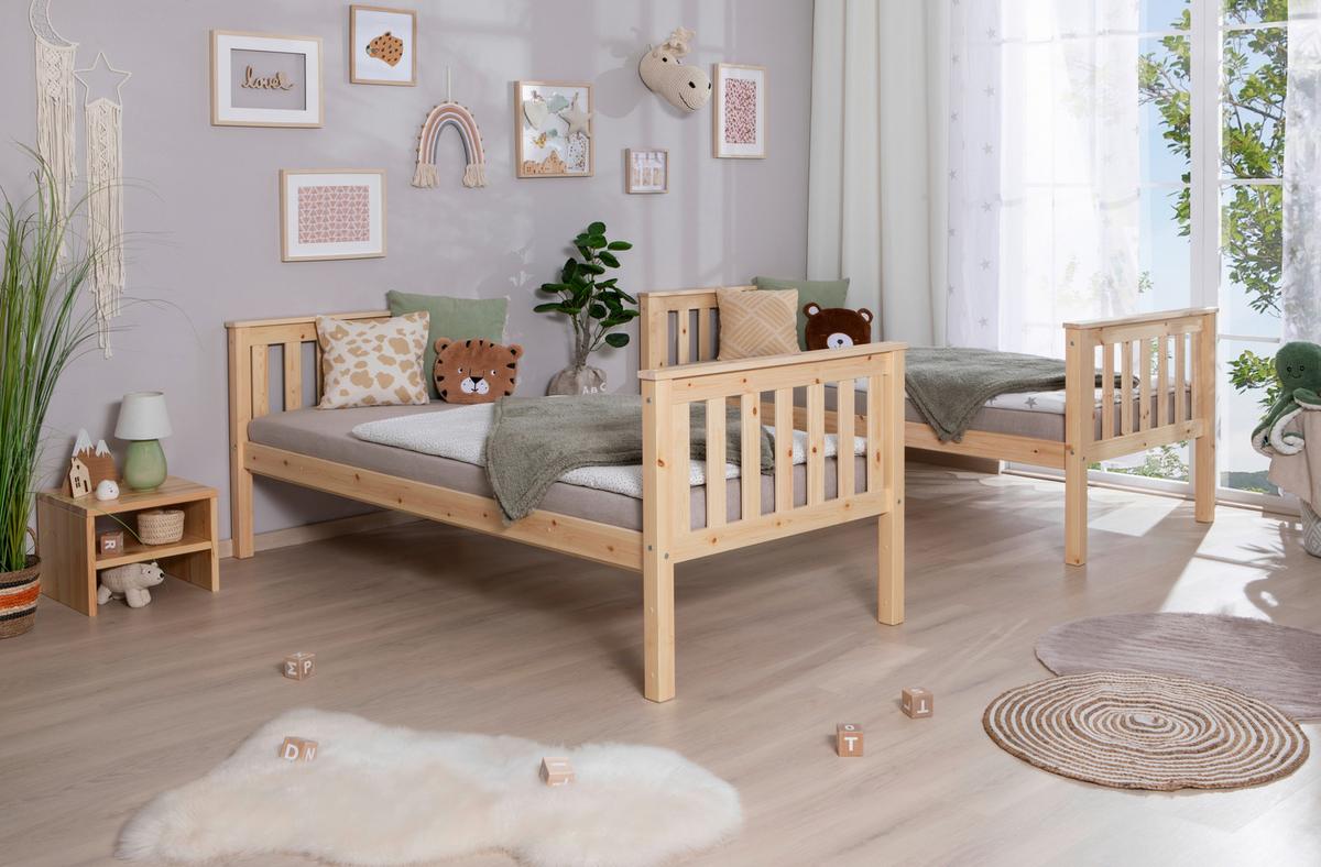 Etagenbett Sammy Kiefer Massiv 90 Cm M. Absturzsicherung - Naturfarben, MODERN, Holz (90/200cm) - MID.YOU