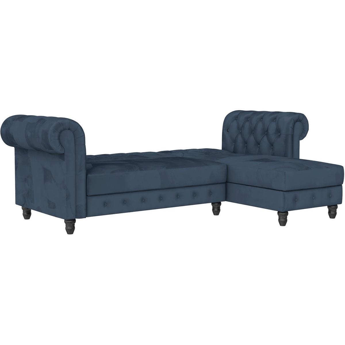 Ecksofa Firenze Blau, mit Schlaffunktion - Blau/Schwarz, Basics, Textil (241/154cm) - Livetastic