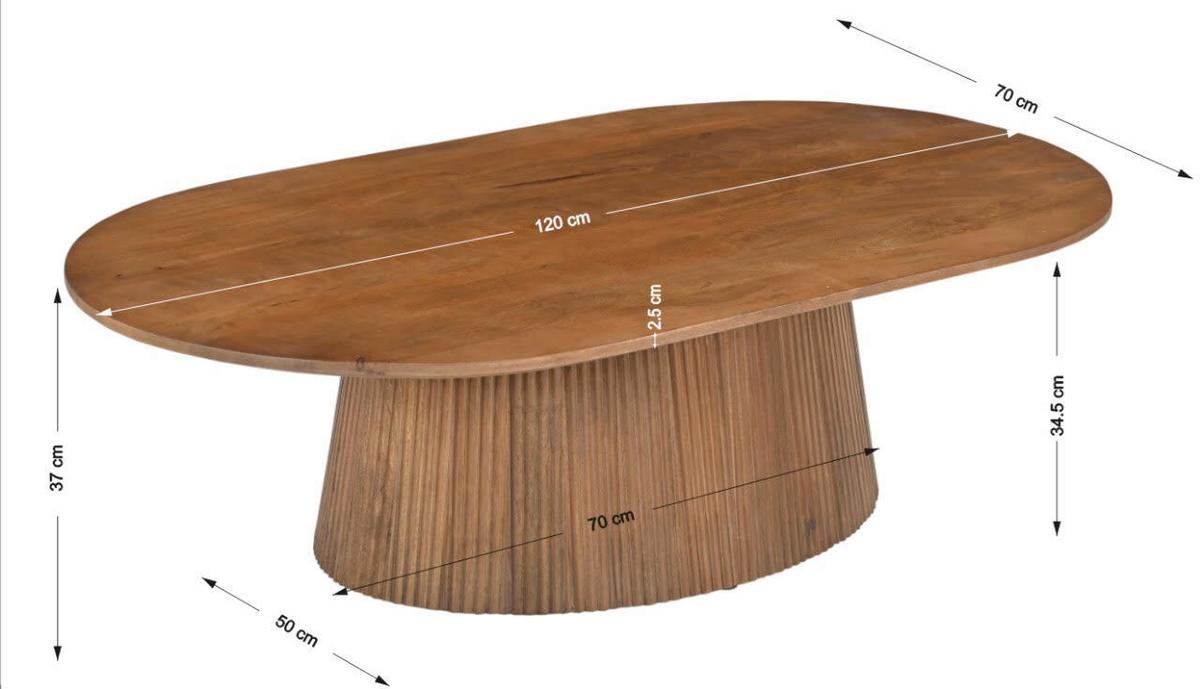 Couchtisch Naturfarben B: 120 cm - Naturfarben, Design, Holz (120/70/37cm) - MID.YOU