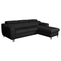 Ecksofa Aspen Mit Bettkasten Lederlook Schwarz 242x176 Cm - Chromfarben/Schwarz, Design, Leder/Textil (242/176cm) - Livetastic