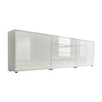 Sideboard Mailand 5 B: 237 Cm Weiß - Weiß Hochglanz/Schwarz, MODERN, Holzwerkstoff (237/73/33cm) - MID.YOU