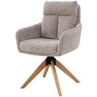 Armlehnstuhl Malik Webstoff Taupe, B: 59 cm - Taupe/Naturfarben, KONVENTIONELL, Holz/Textil (59/92/63cm) - Livetastic