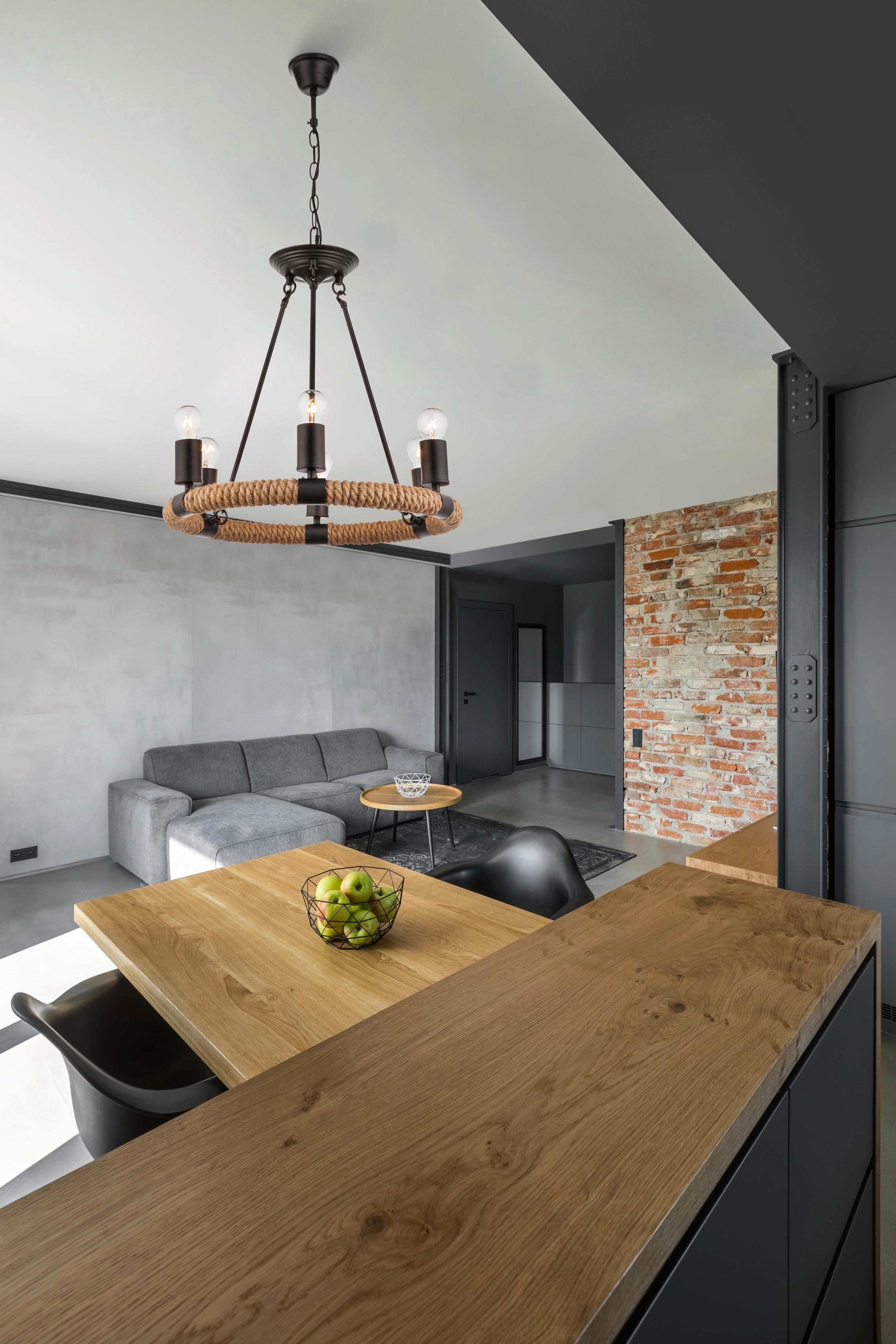 Hängeleuchte H: 126 cm 6-Flammig, Kranzform