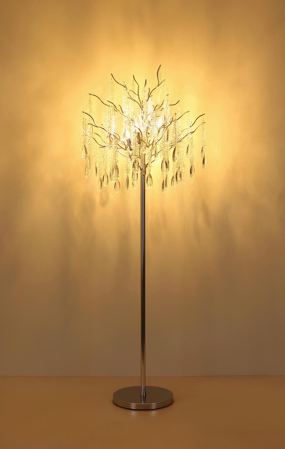 Stehleuchte Exkl. 5xe14, 40w - Klar/Silberfarben, KONVENTIONELL, Glas/Kunststoff (55/165cm) - Globo