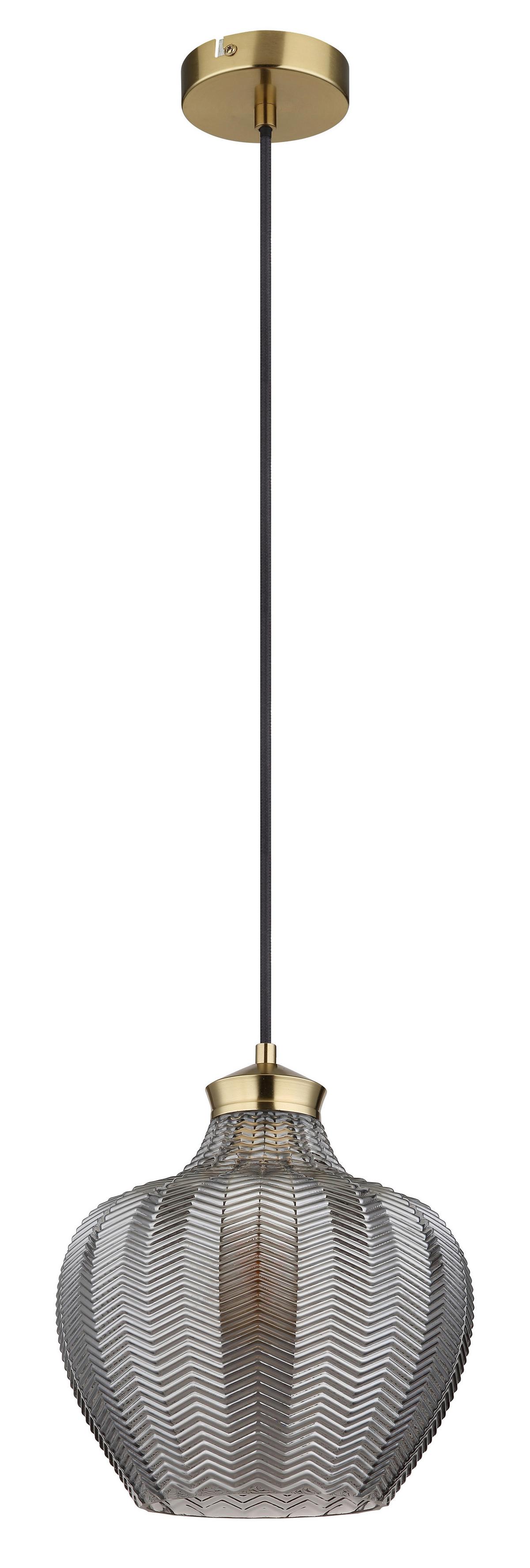 Hängeleuchte 15898h1 - Goldfarben/Schwarz, Basics, Glas/Textil (25/120cm) - Globo