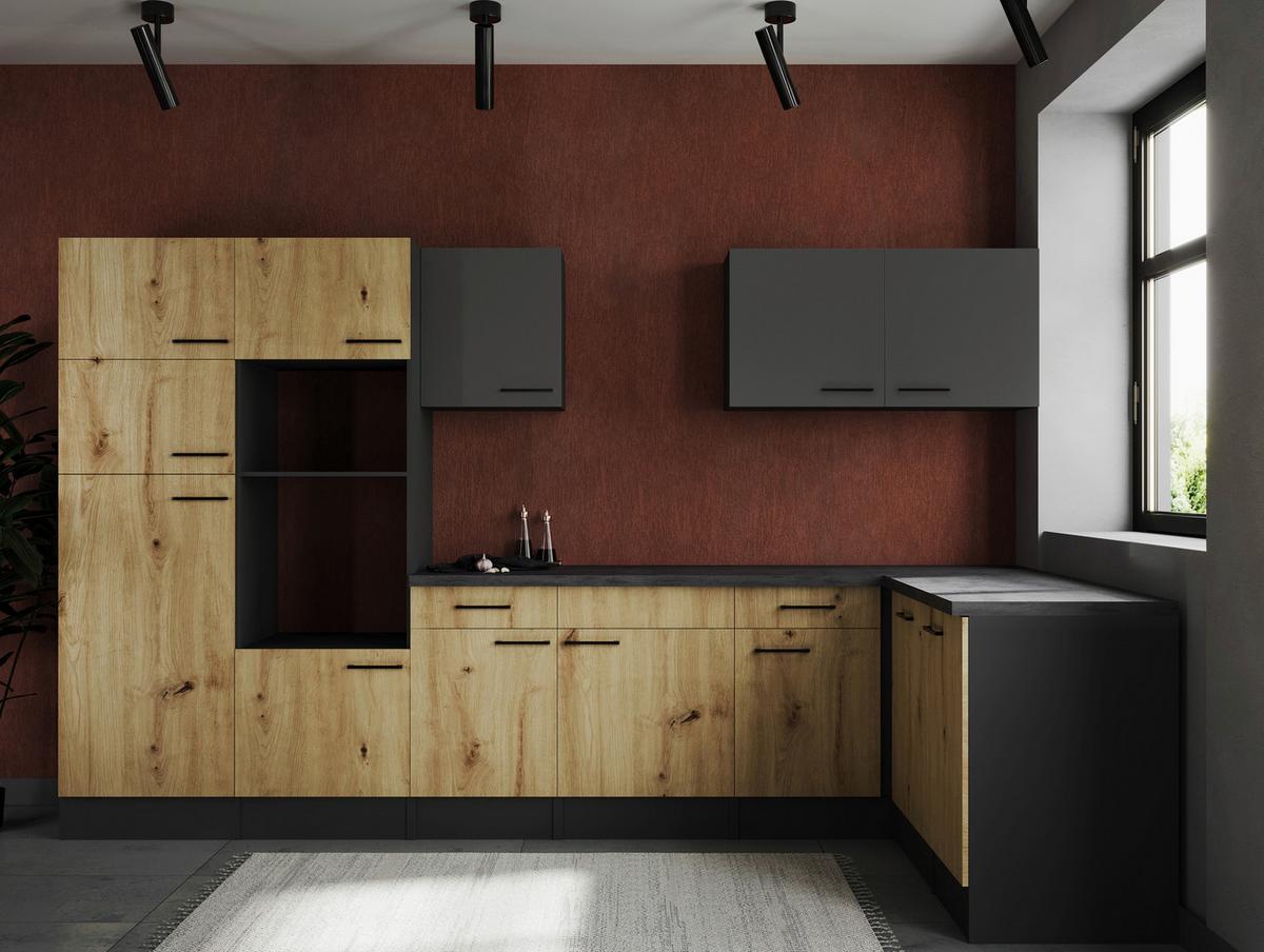 Eckküche Oliver Grau/artisan Dekor S:340x172cm - Eiche Artisan/Grau, Design, Holzwerkstoff (340/172cm) - Respekta