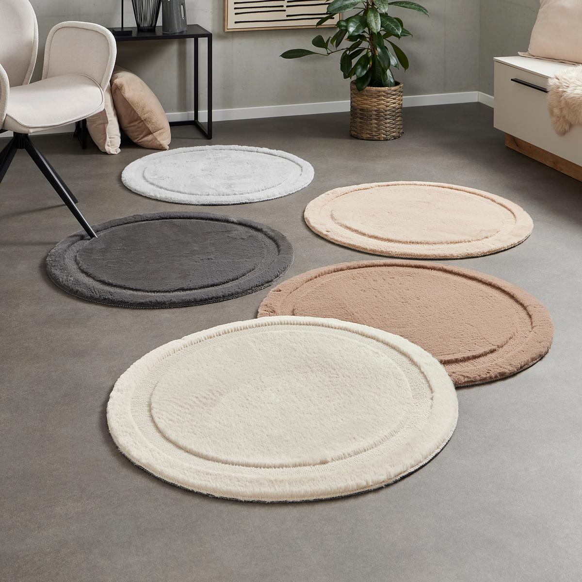 Szörme Szőnyeg Oliver Átmérő Kb. 80cm - bézs, Modern, textil (80cm) - Luca Bessoni