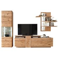 Santori Eiche Teilmassiv - Eichefarben/Schwarz, Design, Glas/Holz (320/208/45cm) - Livetastic