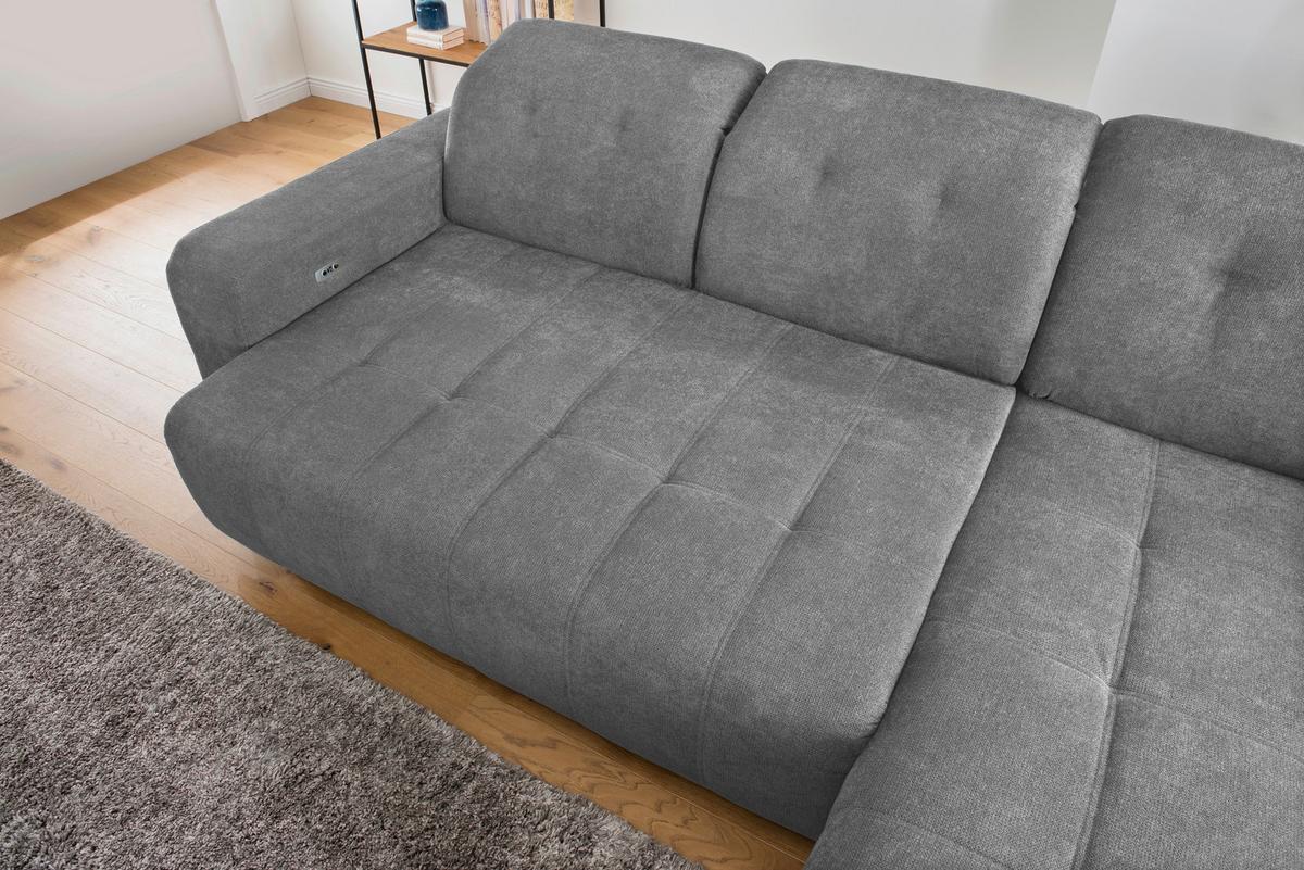 Ecksofa Vicari Dunkelgrau S: 185x292cm - Dunkelgrau/Schwarz, MODERN, Textil (185/292cm) - Livetastic