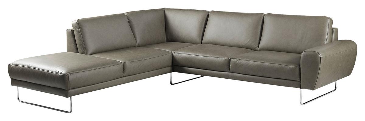 Ecksofa Spring Grau Chrom S: 250x273 cm - Chromfarben/Grau, Design, Leder (250/273cm) - Livetastic