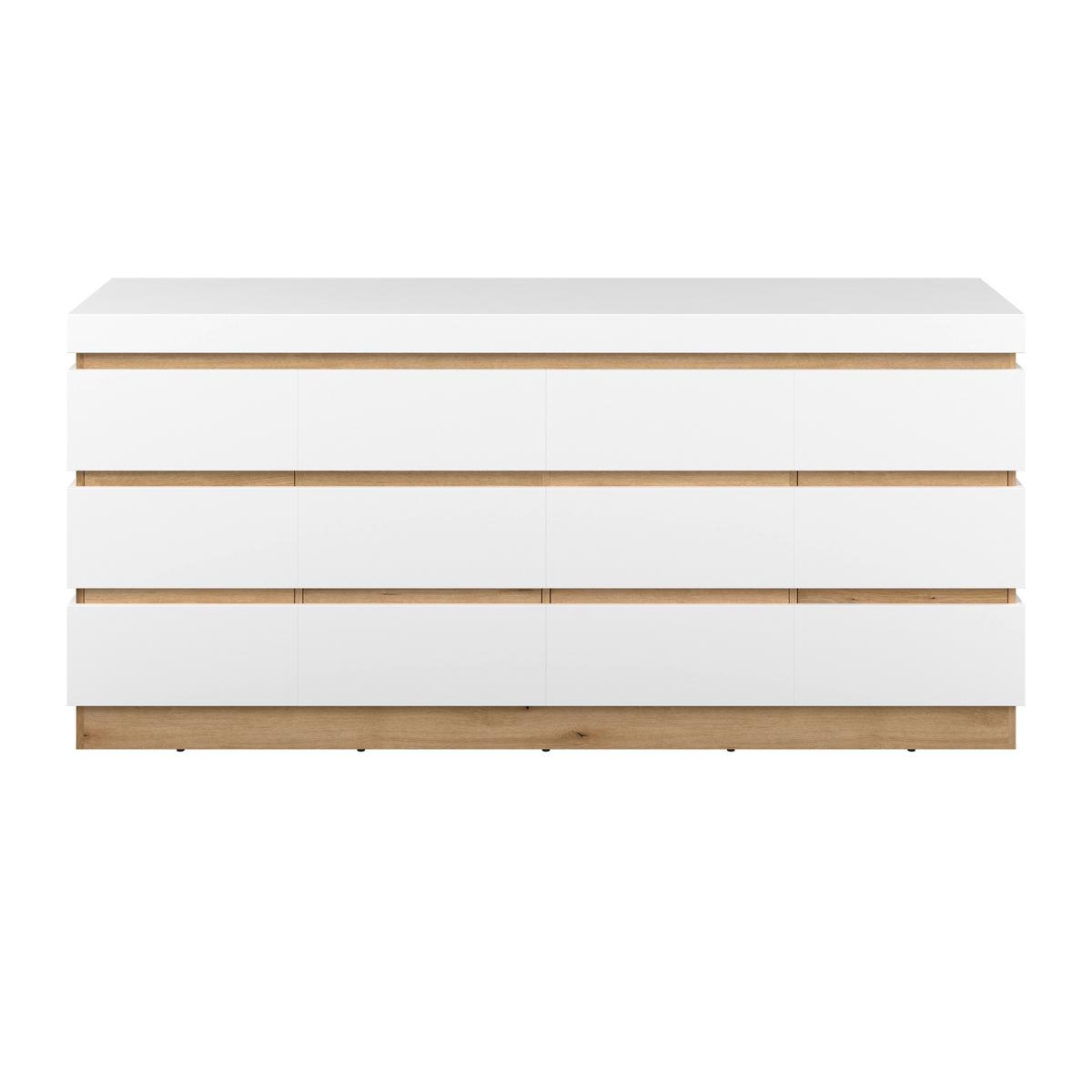 Sideboard Calabria Weiß/Eiche Dekor B: 201,2 cm - Eichefarben/Weiß, Trend, Holzwerkstoff (201,2/92,5/45cm)