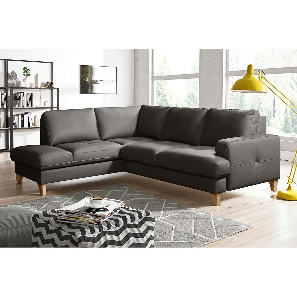 Ecksofa Fargo Dunkelbraun B: 190x234 Cm - Dunkelbraun/Buchefarben, Design, Leder/Textil (190/234cm) - Livetastic