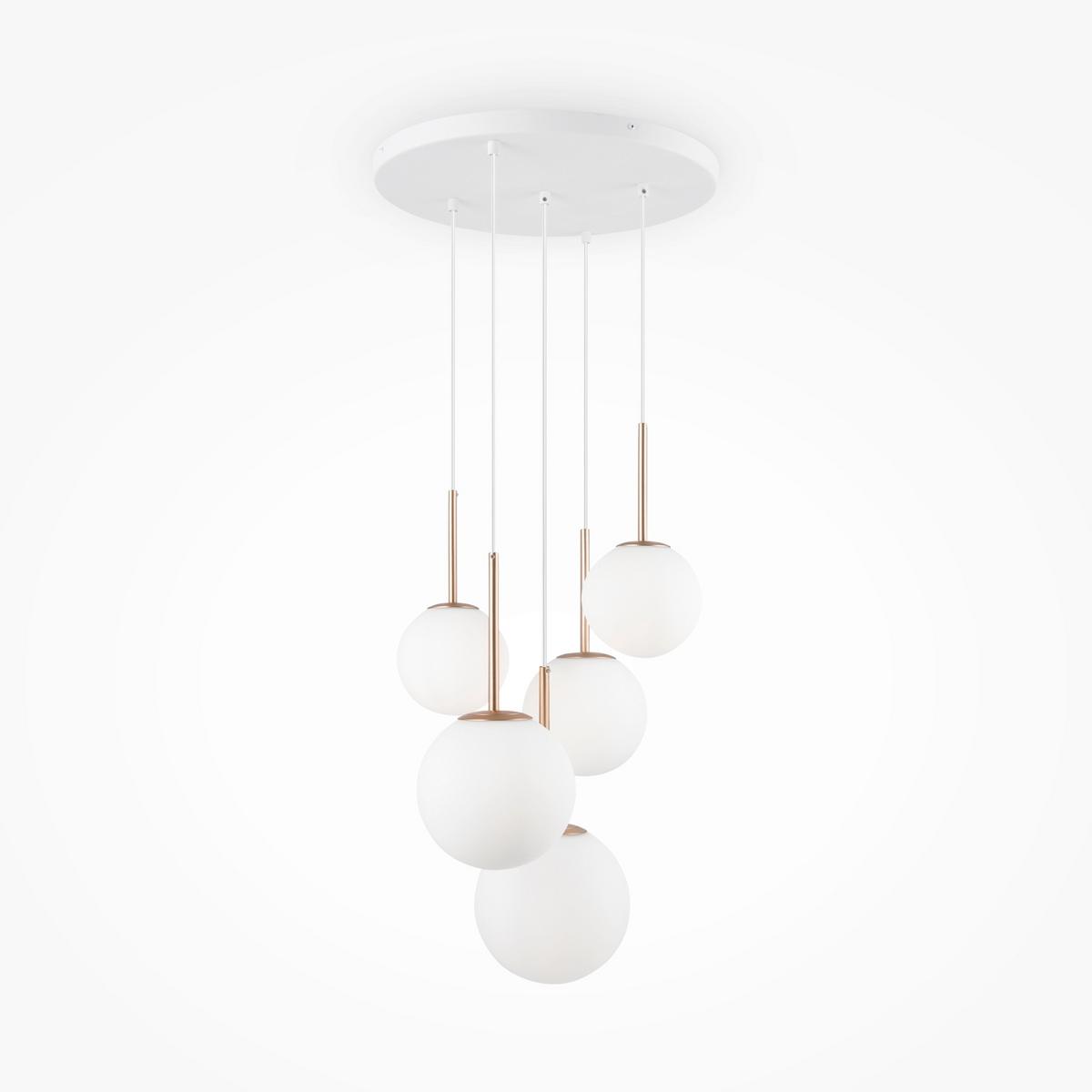 Pendelleuchte Basic Form - Goldfarben/Weiß, Trend, Glas/Metall (58/180/58cm) - MAYTONI