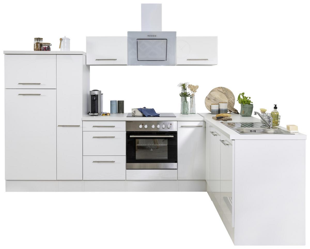 Eckküche Rp290wwc mit Geräten 290x200 cm Weiß - Weiß Hochglanz/Weiß, KONVENTIONELL, Holzwerkstoff (290/200cm) - Respekta