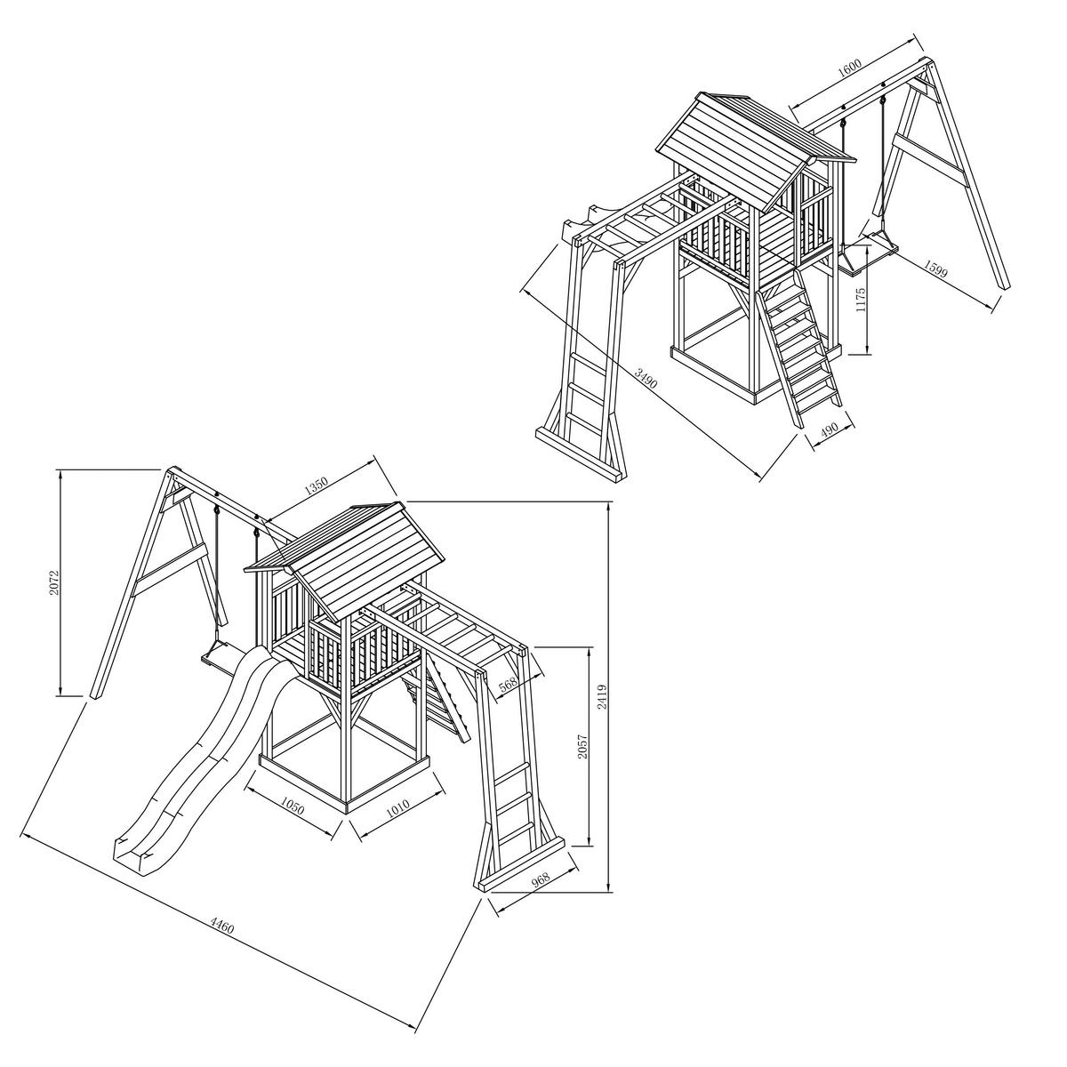 Spielturm A025.131.32 - Blau/Weiß, KONVENTIONELL, Holz/Kunststoff (446/241,9/349cm) - Ambia Garden
