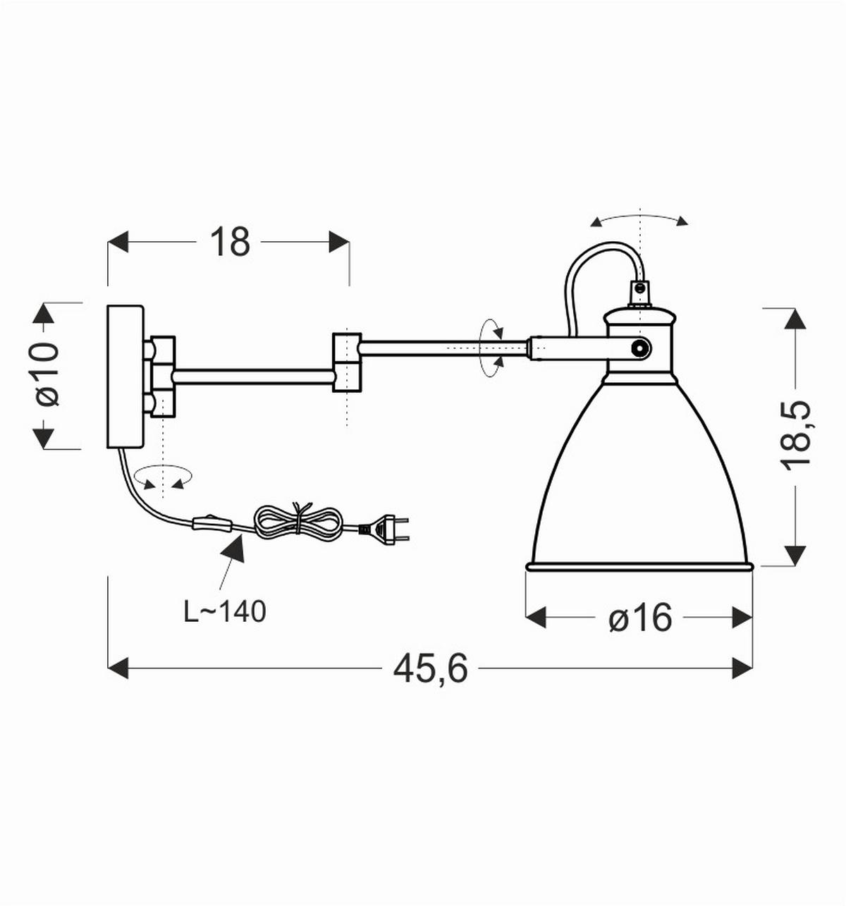 Wandleuchte 21-85238 - Schwarz, Basics, Metall (16/45,6/18,5cm)