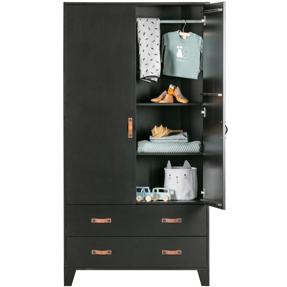 DREHTÜRENSCHRANK Dian Schwarz B: 94cm - Schwarz, Basics, Holz (94/180/40cm) - MID.YOU