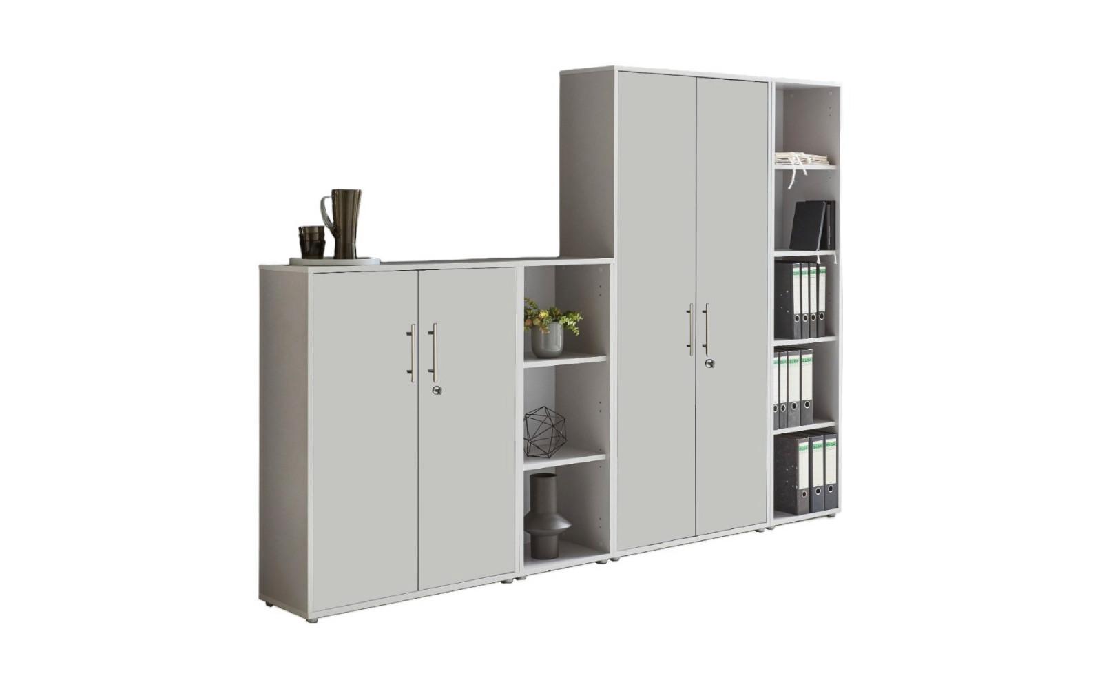 AKTENSCHRANK OFFICE EDITION - SW SET 4 - Hellgrau/Grau, MODERN, Holzwerkstoff (128,5/185,6/33cm) - MID.YOU