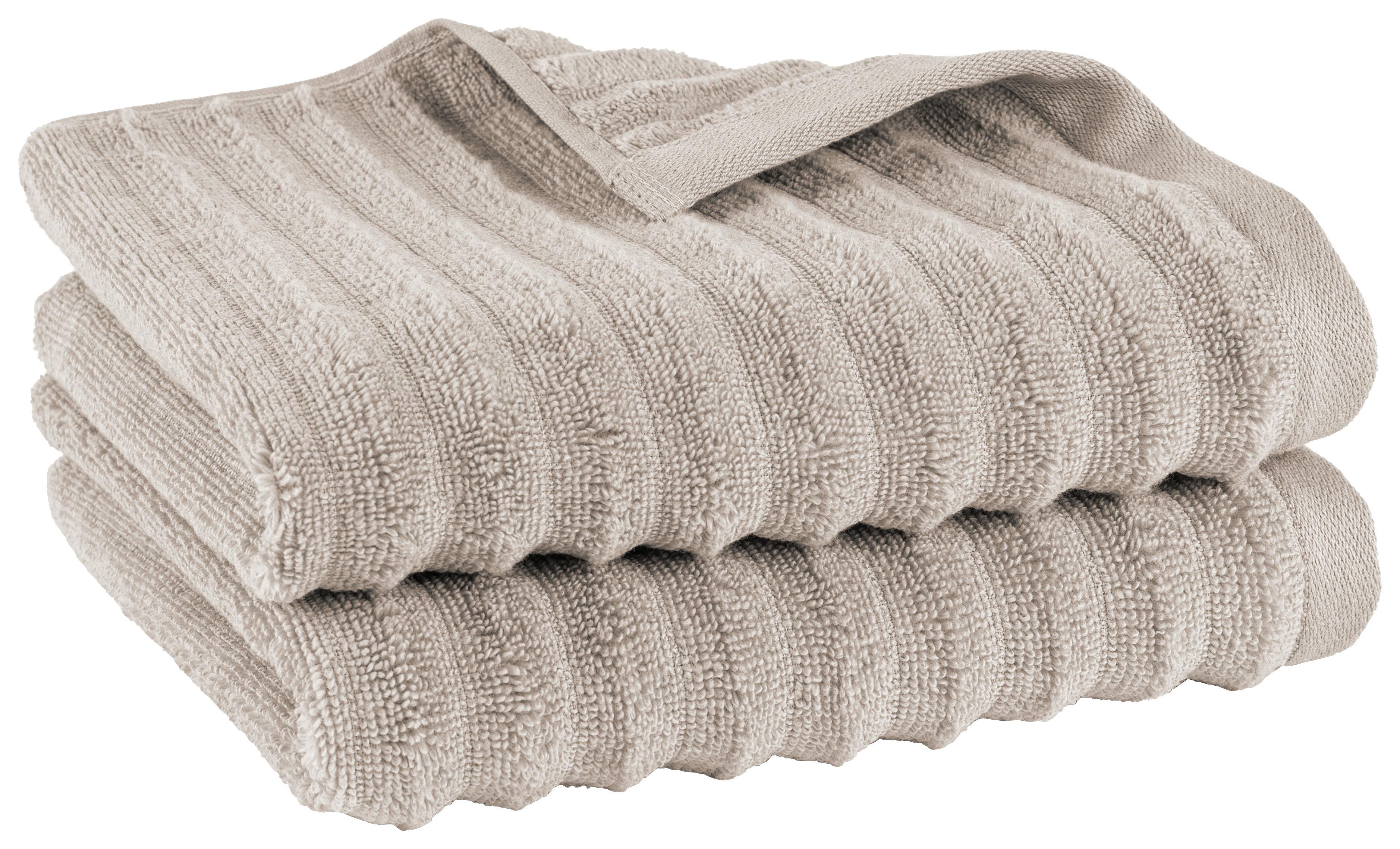 HANDTUCHSET Welle 2er Set Taupe - Beigebraun, Basics, Textil (50/100cm)