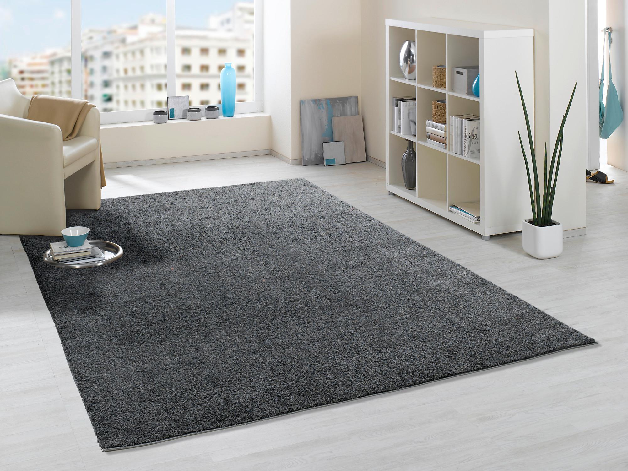 Webteppich Dunkelgrau Sunshine 140x200 cm - Dunkelgrau, KONVENTIONELL, Textil (140/200cm) - Novel