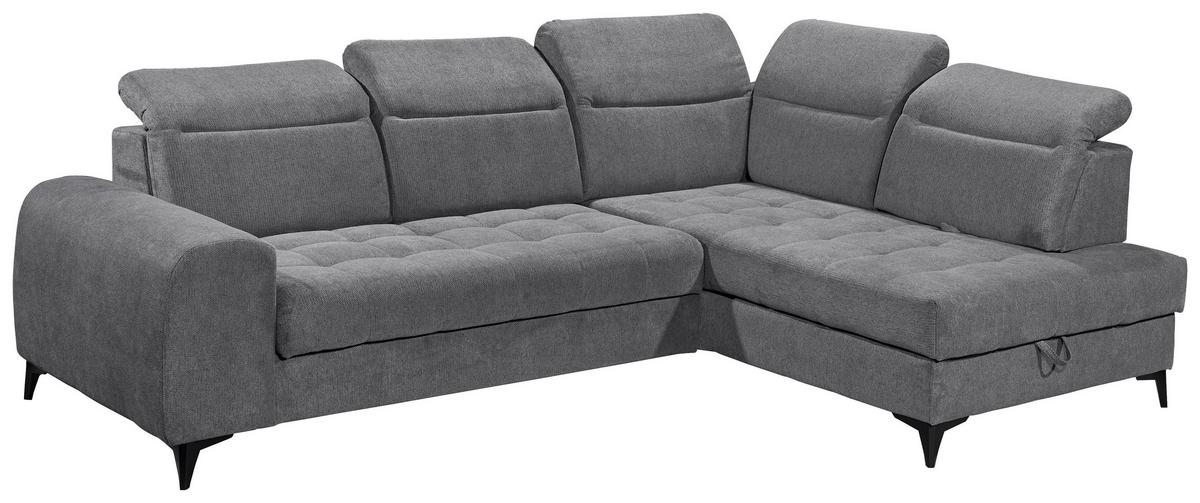 Ecksofa Rockdale Anthrazit S:282x200cm - Anthrazit/Schwarz, KONVENTIONELL, Textil (282/200cm) - MID.YOU