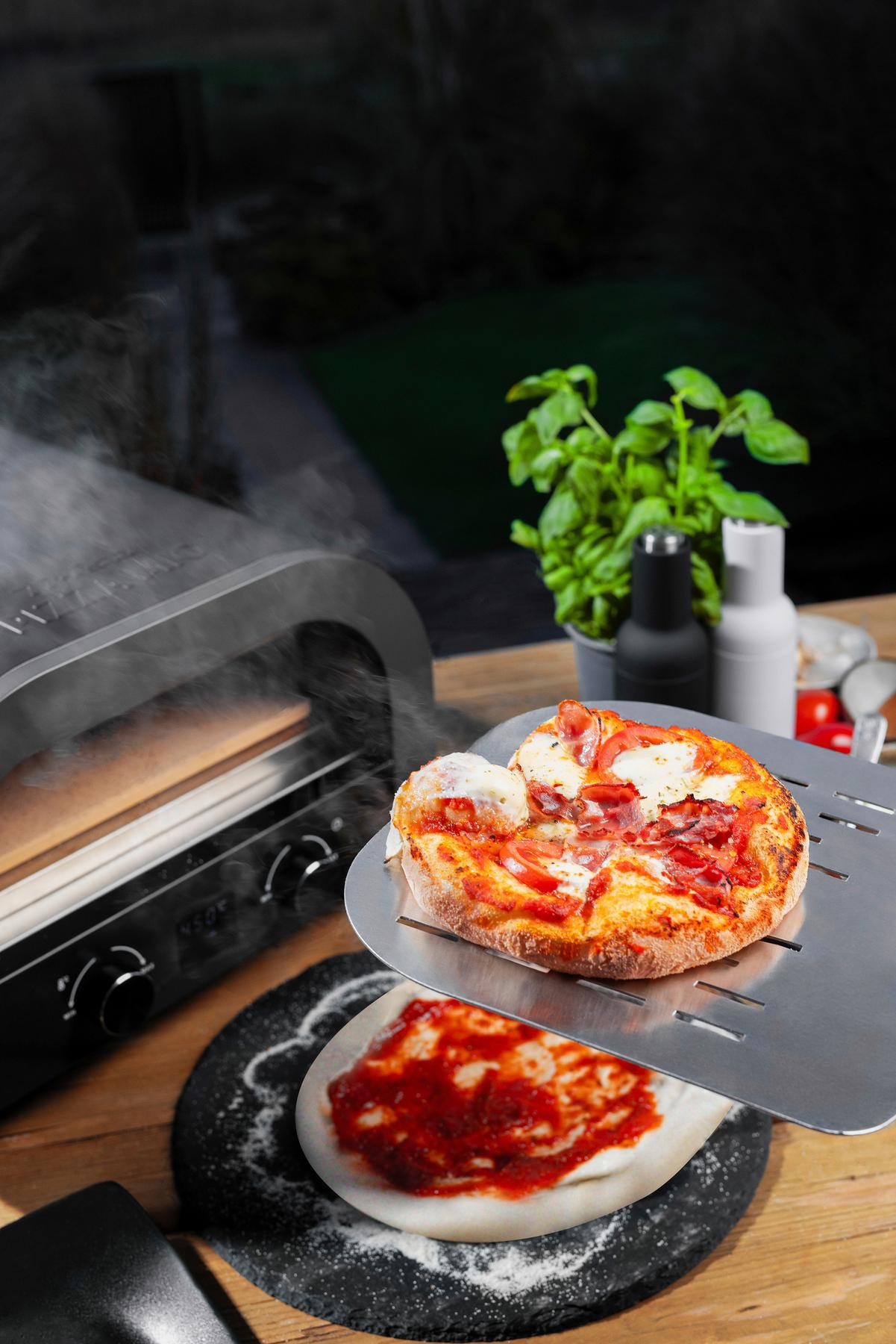 Pizzaofen Pizza Mio+ - Schwarz, KONVENTIONELL, Metall (45/28/42,5cm) - Trisa Electronics