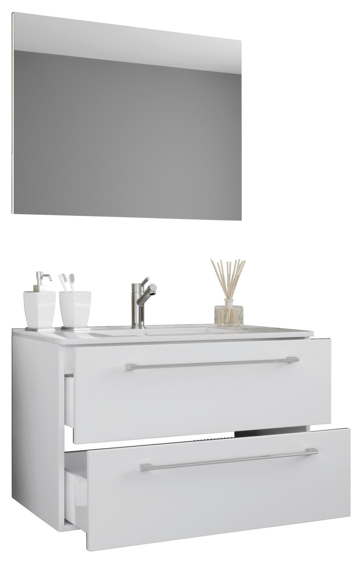 Badezimmer Bandios 3-teilig Weiß B: 80 Cm - Weiß, MODERN, Keramik/Holzwerkstoff (80cm) - MID.YOU