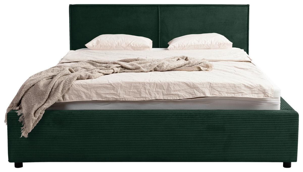 Polsterbett Mit Bettkasten Inez Dunkelgrün 180x200 Cm - Dunkelgrün/Schwarz, MODERN, Holz/Holzwerkstoff (180/200cm) - MID.YOU