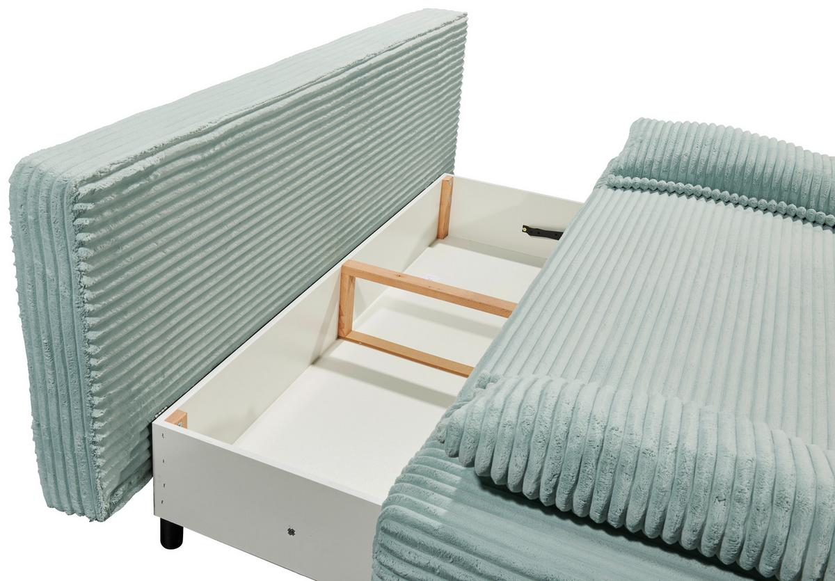 Schlafsofa Sally Pastellgrün B: 211 Cm - Pastellgrün/Schwarz, KONVENTIONELL, Textil (211/96/105cm) - MID.YOU