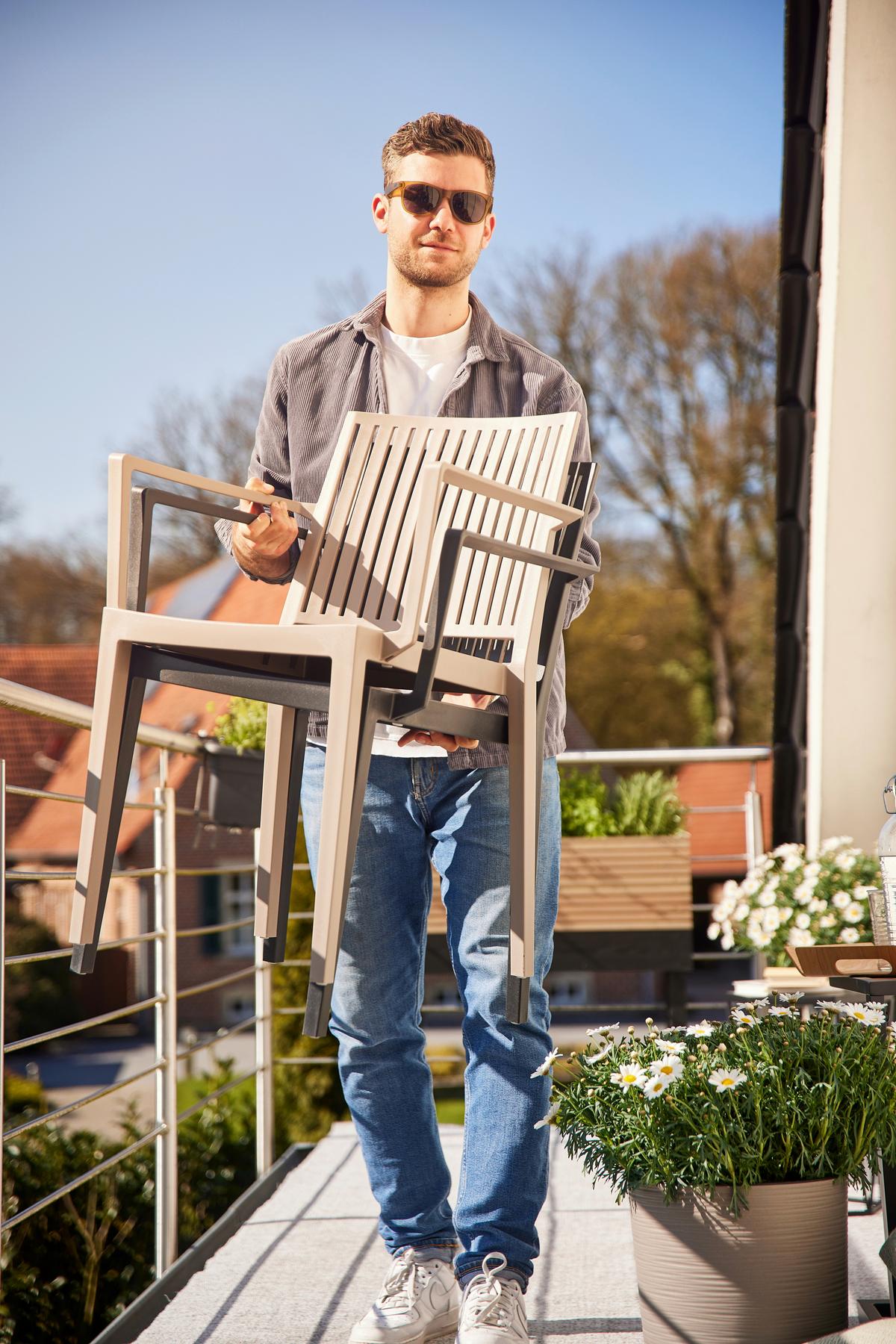 Gartengarnitur T20179 - Anthrazit, Basics, Holzwerkstoff/Kunststoff (80/80/80cm) - Siena Garden