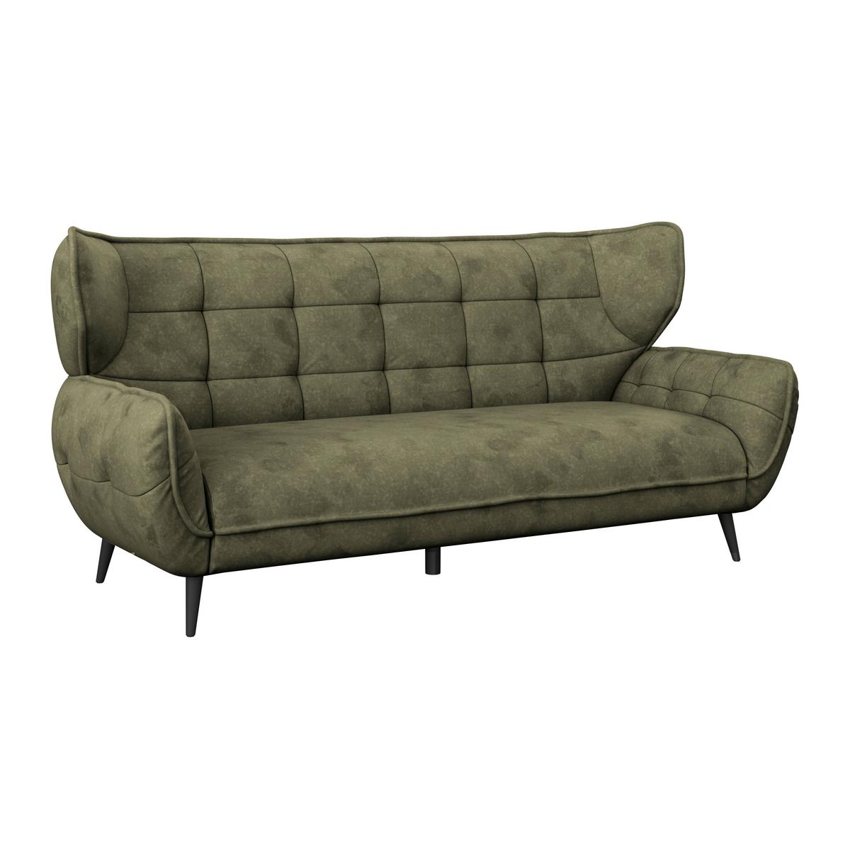 Trojmiestna pohovka PESCARA, tmavozelená - čierna/tmavozelená, Modern, textil (221/105/98cm)