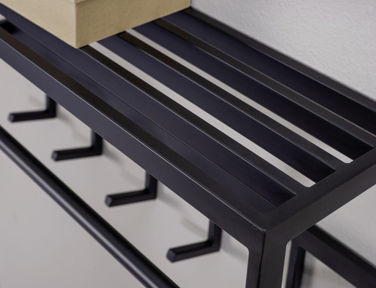 Nástenný vešiak čierny š: 70cm - čierna, Modern, kov (70/20/20cm) - MID.YOU