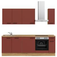 Küchenleerblock Easytouch Low-Line, L9 Rechts - Eichefarben/Rot, MODERN, Holzwerkstoff (240cm) - Nobilia