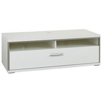 TV-Element Trento B: 132 cm Grau/Silberfarben/Weiß - Weiß Hochglanz/Silberfarben, Design, Holzwerkstoff/Metall (132/47/58cm) - Livetastic