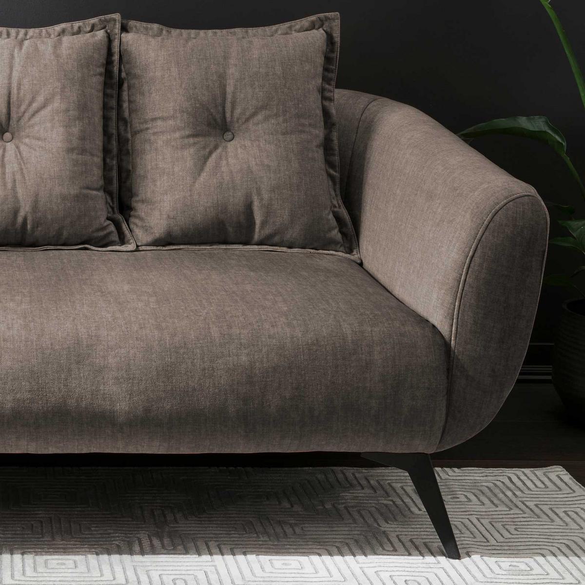 2,5-sitzer-sofa Baggio Mit Kissen Braun - Schwarz/Braun, MODERN, Holz/Textil (196/94/103cm) - Livetastic
