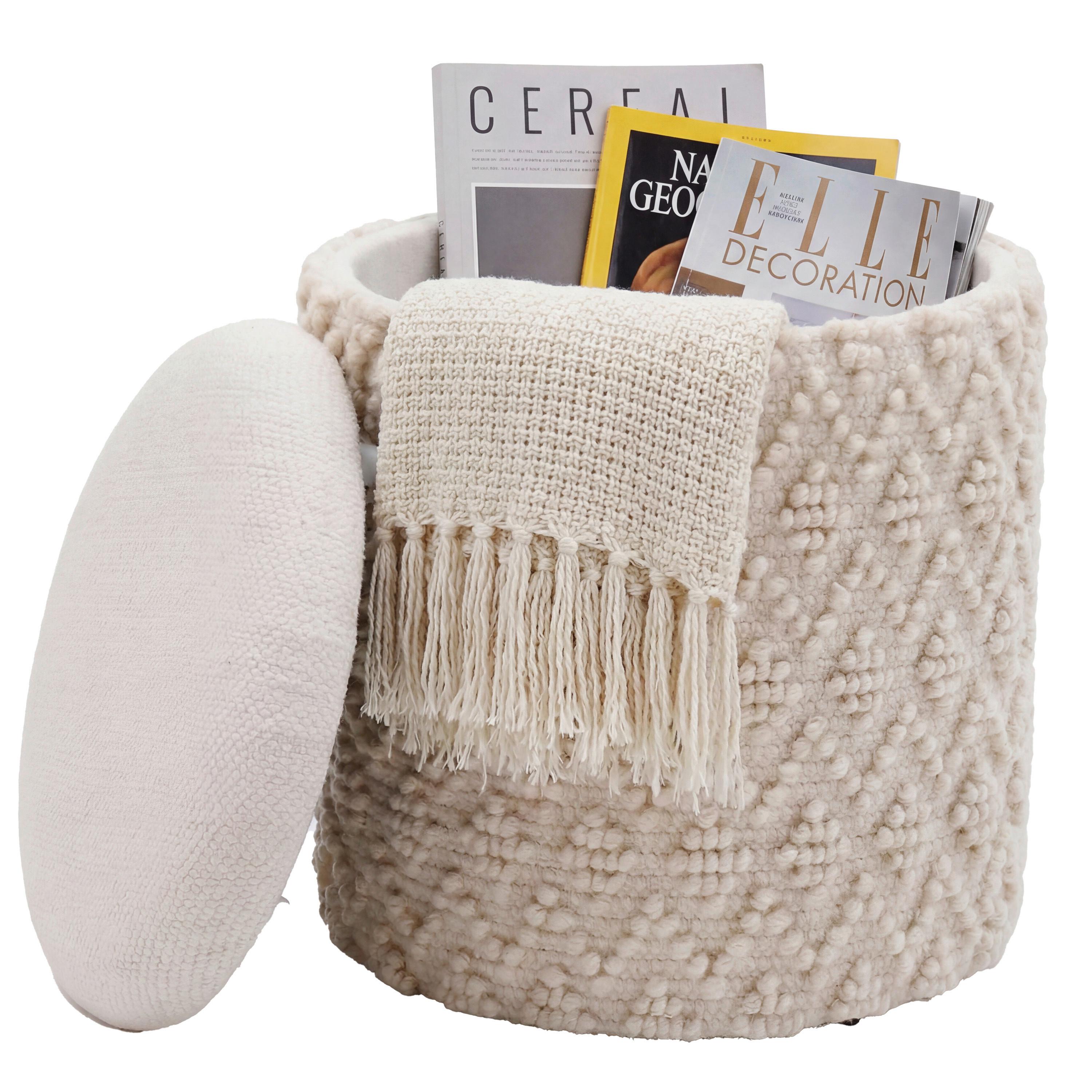 Taburet, š: 40 cm - krémová, Design, textil (40/45/40cm) - Livetastic