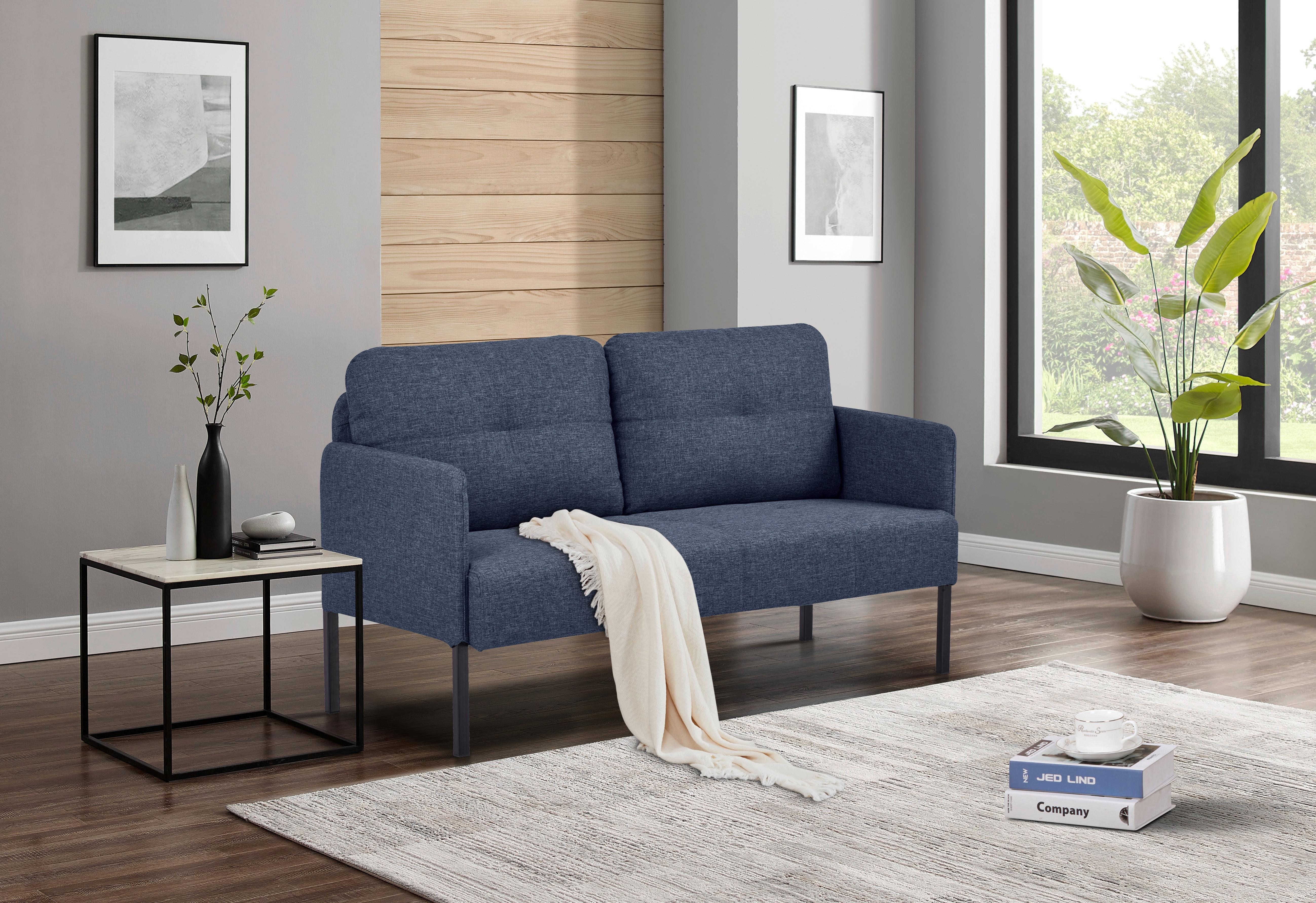 Sofa Milon - Blau/Schwarz, MODERN, Holz/Textil (126/79/70,5cm) - P & B