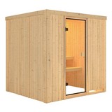 Sauna Cassis mit interner Steuerung am Ofen - Naturfarben, MODERN, Holz (196/198/196cm) - Karibu