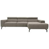 Ecksofa Cunelli Silberfarben Webstoff - Silberfarben/Schwarz, Design, Textil (292/175cm) - MID.YOU