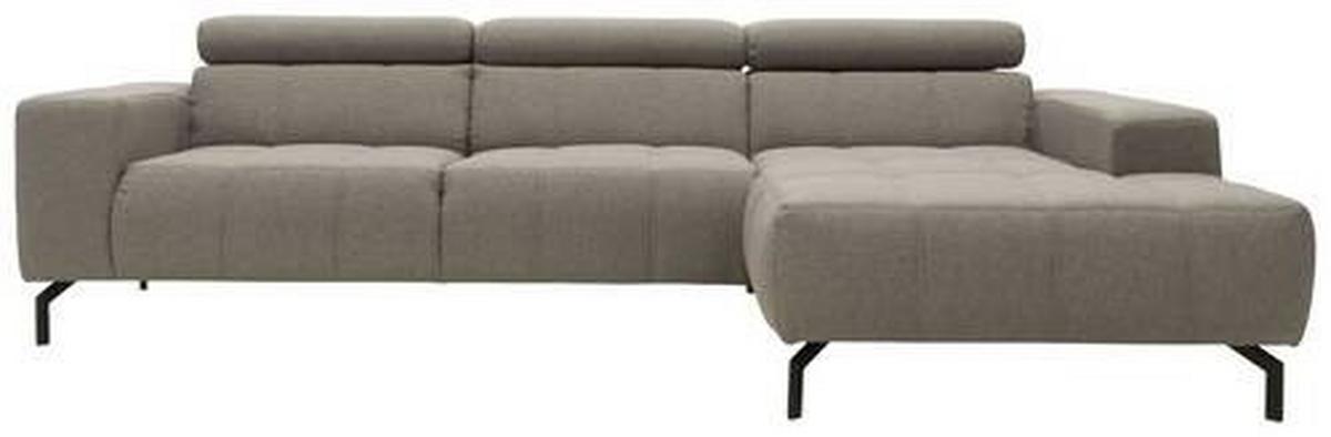 Ecksofa Cunelli Silberfarben Webstoff - Silberfarben/Schwarz, Design, Textil (292/175cm) - MID.YOU