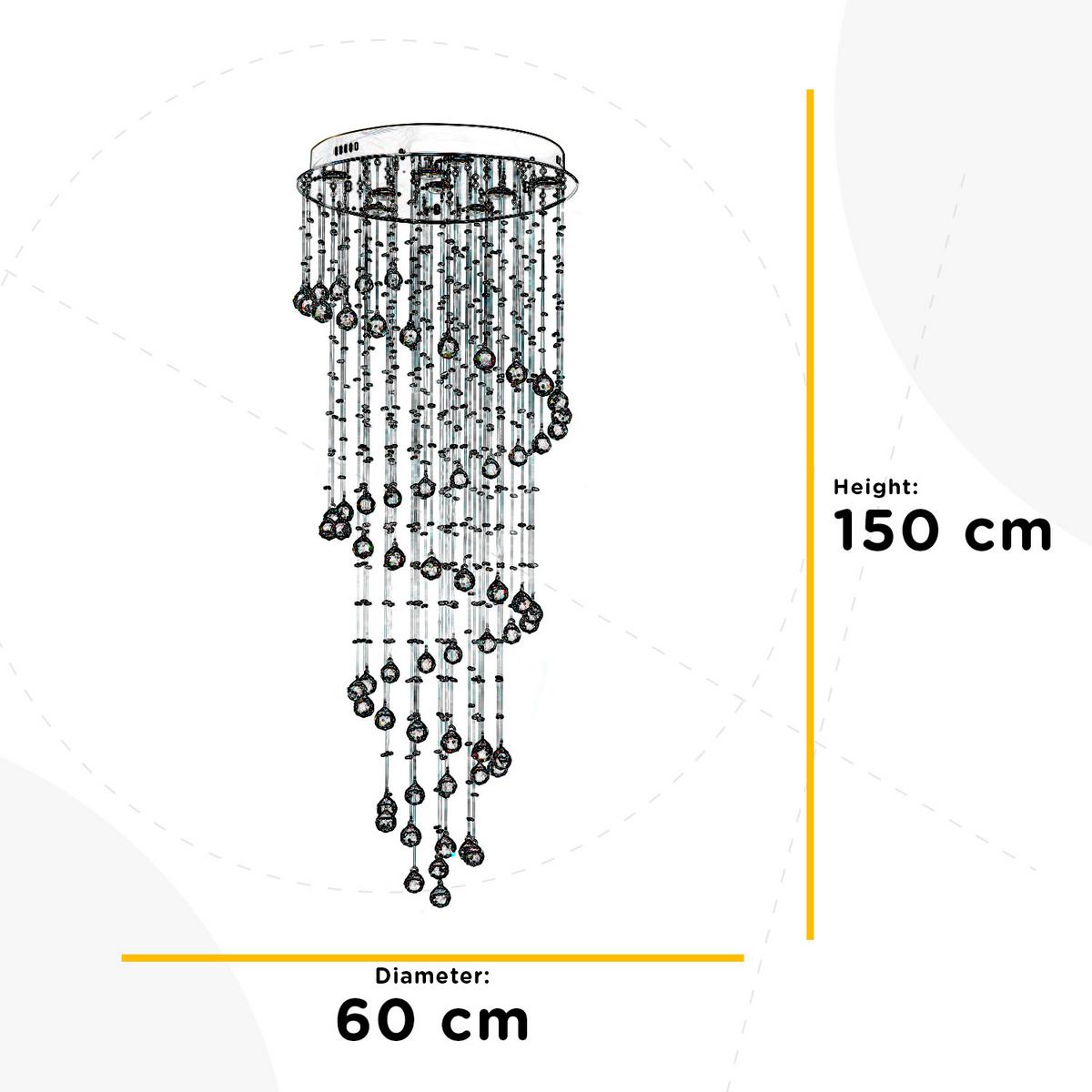 Mennyezeti Lámpa 4791/pl9 - krómszínű, Konventionell, üveg/fém (60/60/150cm)