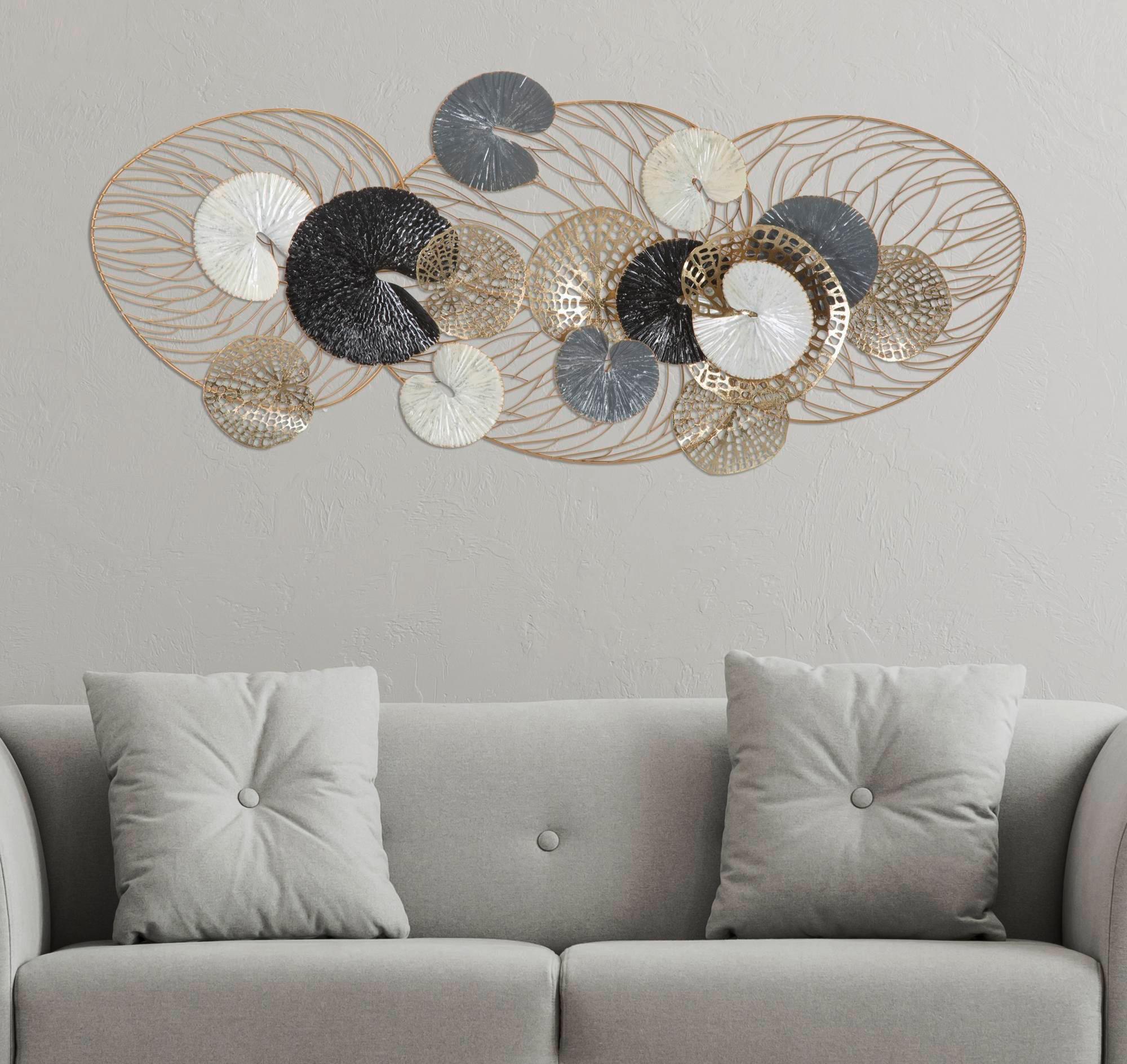 Wanddeko Luxy Gold/weiß/grau/schwarz B:124cm - Goldfarben/Schwarz, Basics, Metall (124/55/9.5cm)