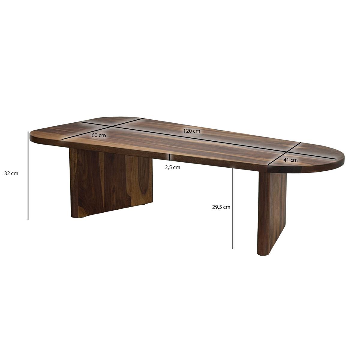 COUCHTISCH Braun L: 120cm - Sheeshamfarben/Braun, Design, Holz (120/60/32cm) - MID.YOU