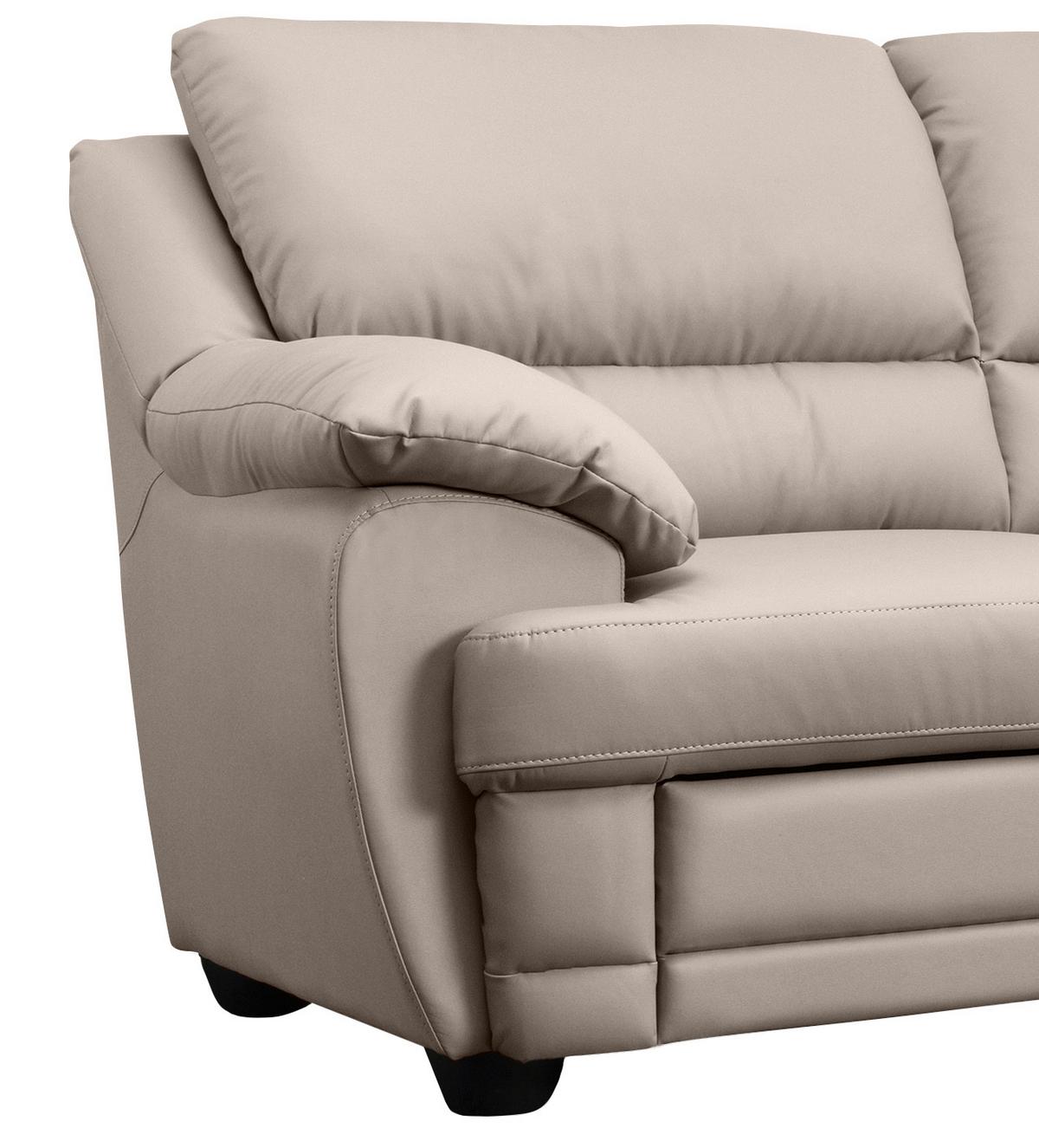 Ecksofa Nebolo Sandfarben Lederlook - Sandfarben, Design, Textil (245/225cm) - Livetastic