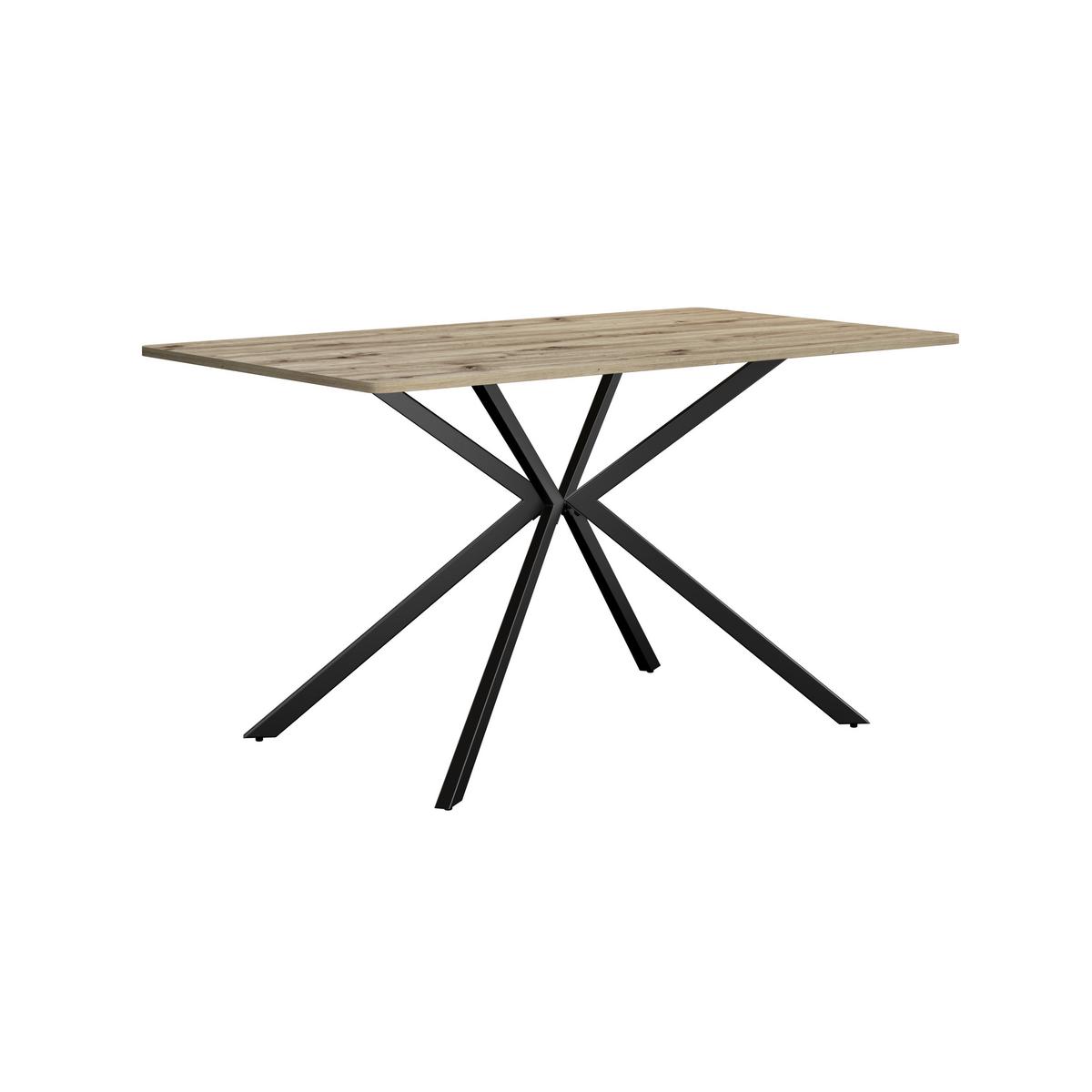 Étkezőasztal Nils 140 - tölgyfa színű/fekete, Trend, faalapú anyag/fém (140/80/76cm)